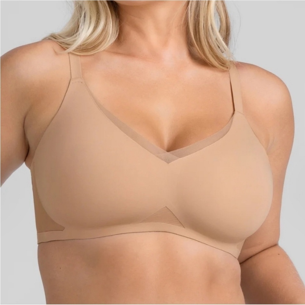Honeylove Liftware CrossOver Wireless Bra in Nude Mesh Plus Size 2X